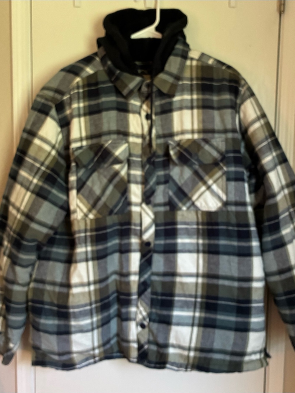 Vintage Boston Traders Men's XL Plaid Heavy Hooded Jacket Quilted Lining